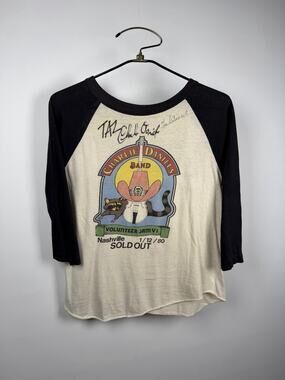 Vintage 1980 Charlie Daniels Band Rare SIGNED Raglan Volunteer Jam M 20x24